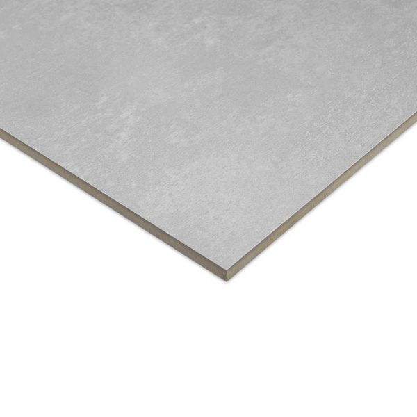 Aura Light Grey 600x1200 Satin Matt Concrete Effect Porcelain Tile Side Angle