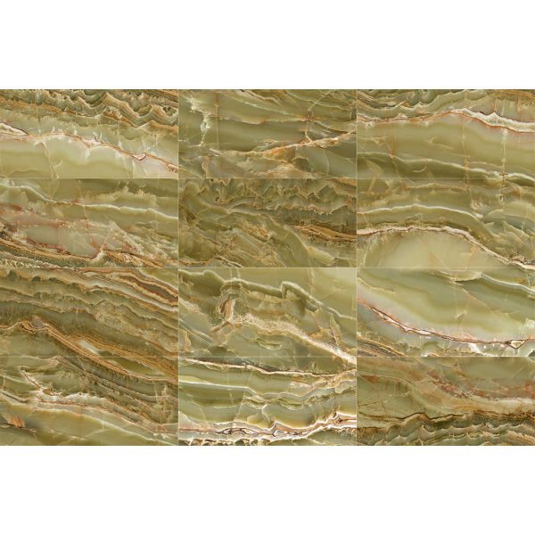 Emerald Exotic Green 600x1200 Polished Onyx Effect Porcelain Tile All Face