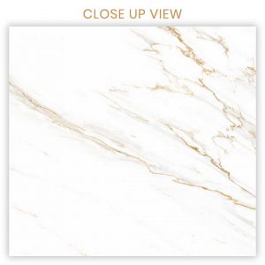 Elegant Carrara Grande White 600x1200 Carving Marble Effect Porcelain Tile - Close Up