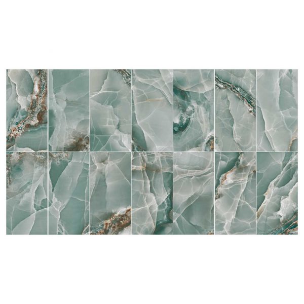 Ethereal Onyx Turquoise Green 600x1200 Polished Onyx Effect Porcelain Tile All Face