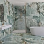 Ethereal Onyx Turquoise Green 600x1200 Polished Onyx Effect Porcelain Tile Render