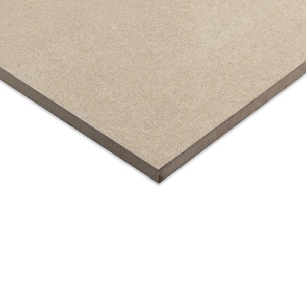 Artic Ivory Yellow 600x600 Polished Concrete Effect Porcelain Tile Side Angle