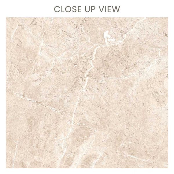 Atlantic Marfil Yellow 600x600 Polished Marble Effect Porcelain Tile Close Up