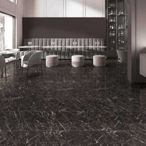 Elegance Black 600x600 Polished Marble Effect Porcelain Tile - Render