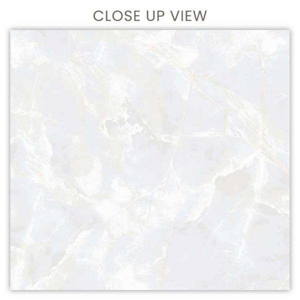 Onice Blanco White 600x600 Polished Onyx Effect Porcelain Tile Close Up