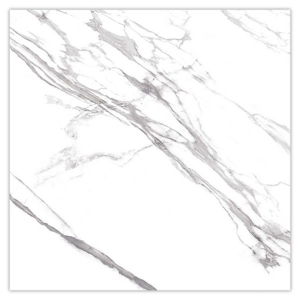 Lithery Classic White 800x800 Polished Marble Effect Porcelain Tile Main