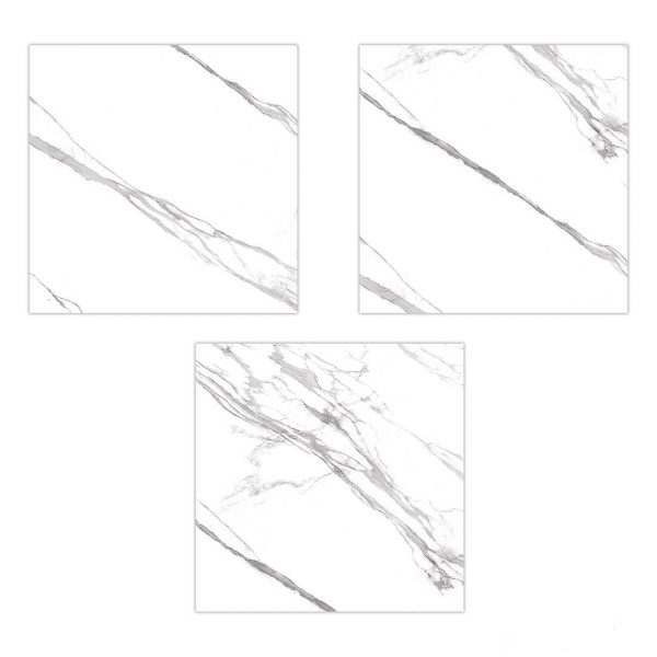 Lithery Classic White 800x800 Polished Marble Effect Porcelain Tile All Face