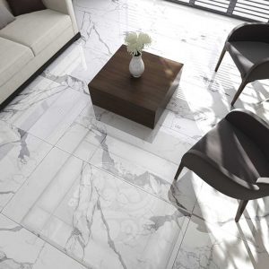 Lithery Royal White 800x800 Polished Marble Effect Porcelain Tile Main