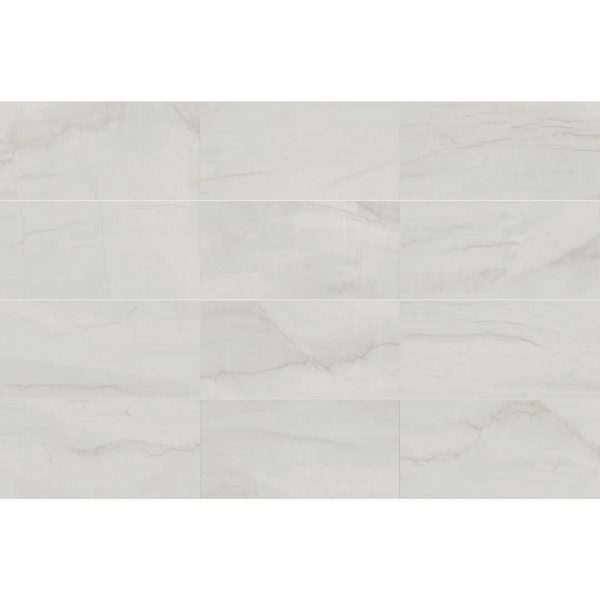 Aura White 600x1200 Polished Marble Effect Porcelain Tile All Face