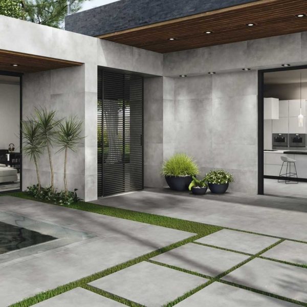 Quayside Cenere Grey 600x1200 Anti Slip Concrete Effect Porcelain Tile Render