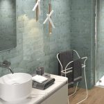 Patina Aqua Green 75x300 Shine Metal Effect White Body Tile Render