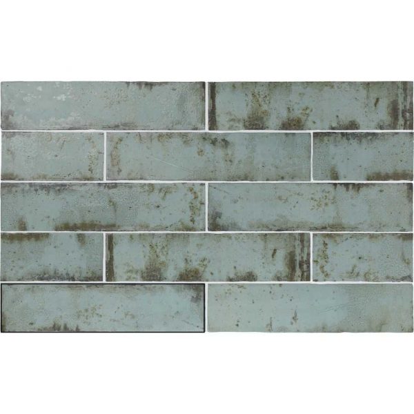 Patina Aqua Green 75x300 Shine Metal Effect White Body Tile All Face