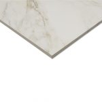 Calacatta Oro Gold 600x600 Polished Marble Effect Porcelain Tile Side Angle
