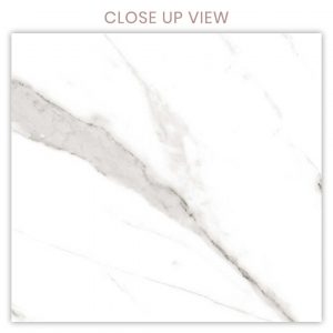 Boro Satuario White 600x600 Polished Marble Effect Porcelain Tile - Close Up