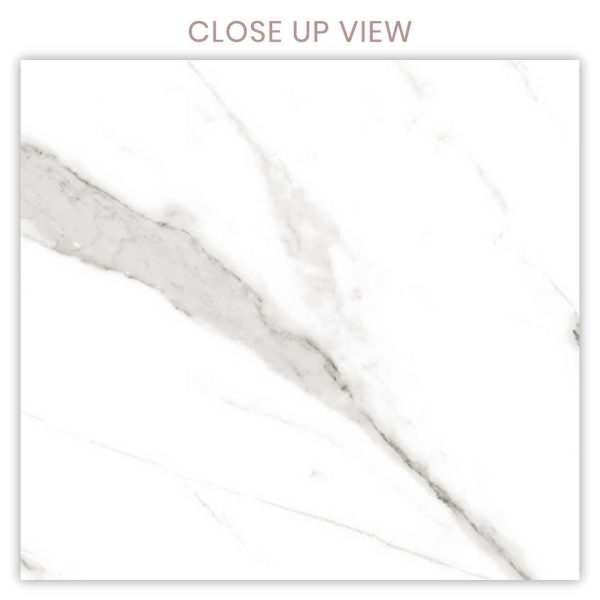 Boro Satuario White 600x600 Polished Marble Effect Porcelain Tile Close Up
