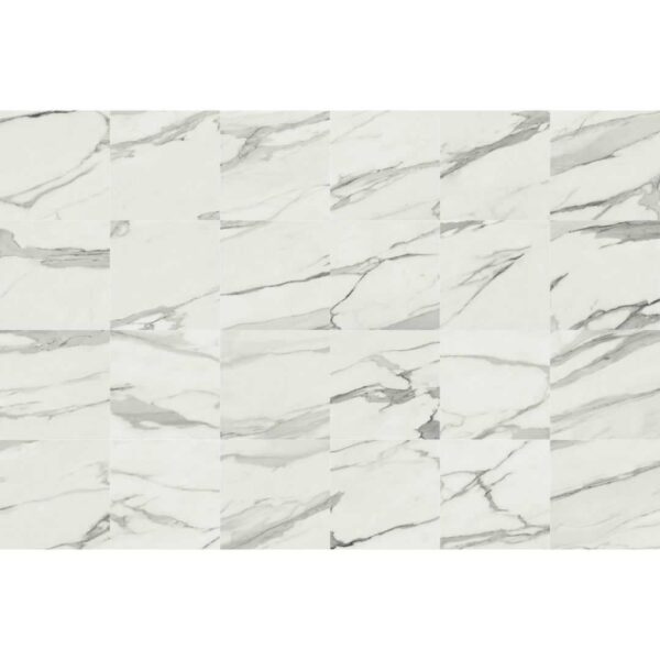 Calacatta Shine White 600x600 Polished Marble Effect Porcelain Tile All Face