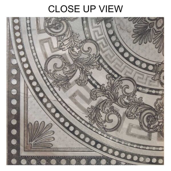 Roseton Whisper Pearl Grey 600x600 Matt Decor Ceramic Tile Close Up