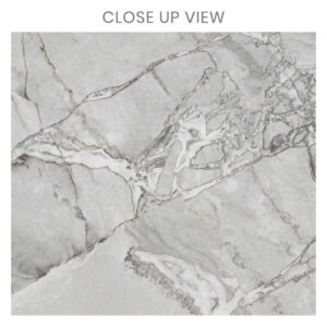 Cretos Dark Grey 600x600 Carved Marble Porcelain Tile - Close Up