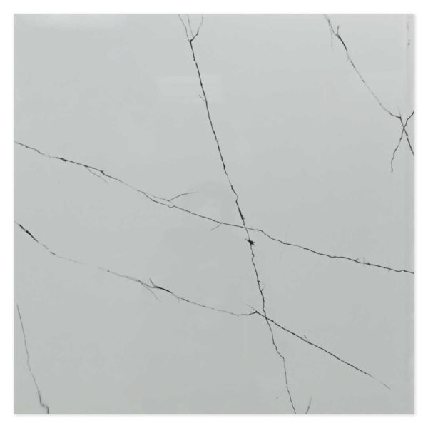 Classic Carrara White 600x600 Polished Marble Effect Porcelain Tile Main
