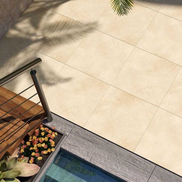 Limestone Ivory 600x600 Outdoor Tile Render