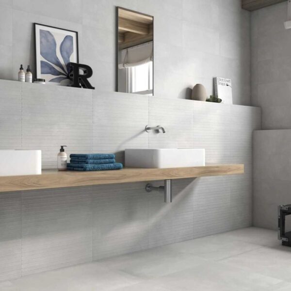 Arkety Perla Grey 608x608 Satin Matt Concrete Effect Porcelain Tile Render