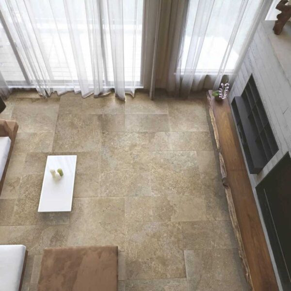 Durango Walnut Brown 610x610 Matt Stone Effect Porcelain Tile Render