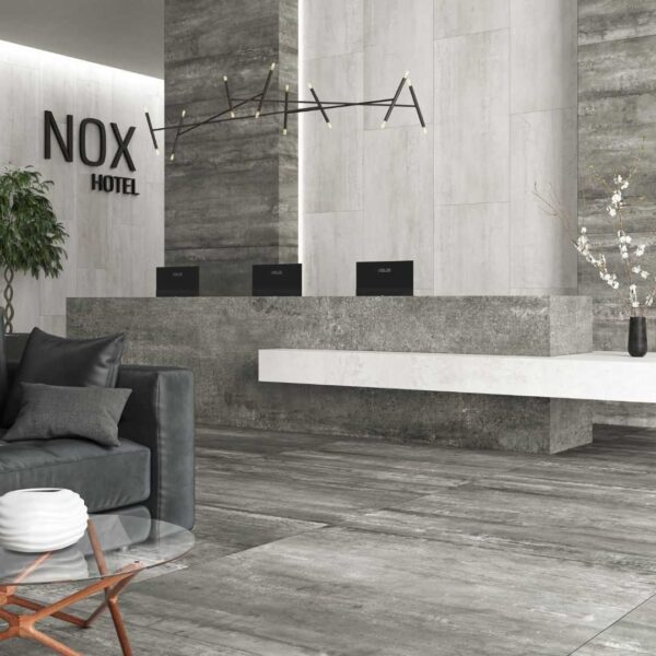 Alloy Lead Grey 600x600 Lappto Metal Effect Porcelain Tile Render