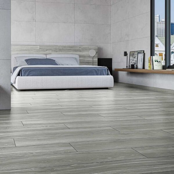 Sherwood Grey 200x1200 Matt Wood Effect Porcelain Tile Render