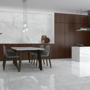 Iceland White 600x1200 Polished Onyx Effect Porcelain Tile - Render